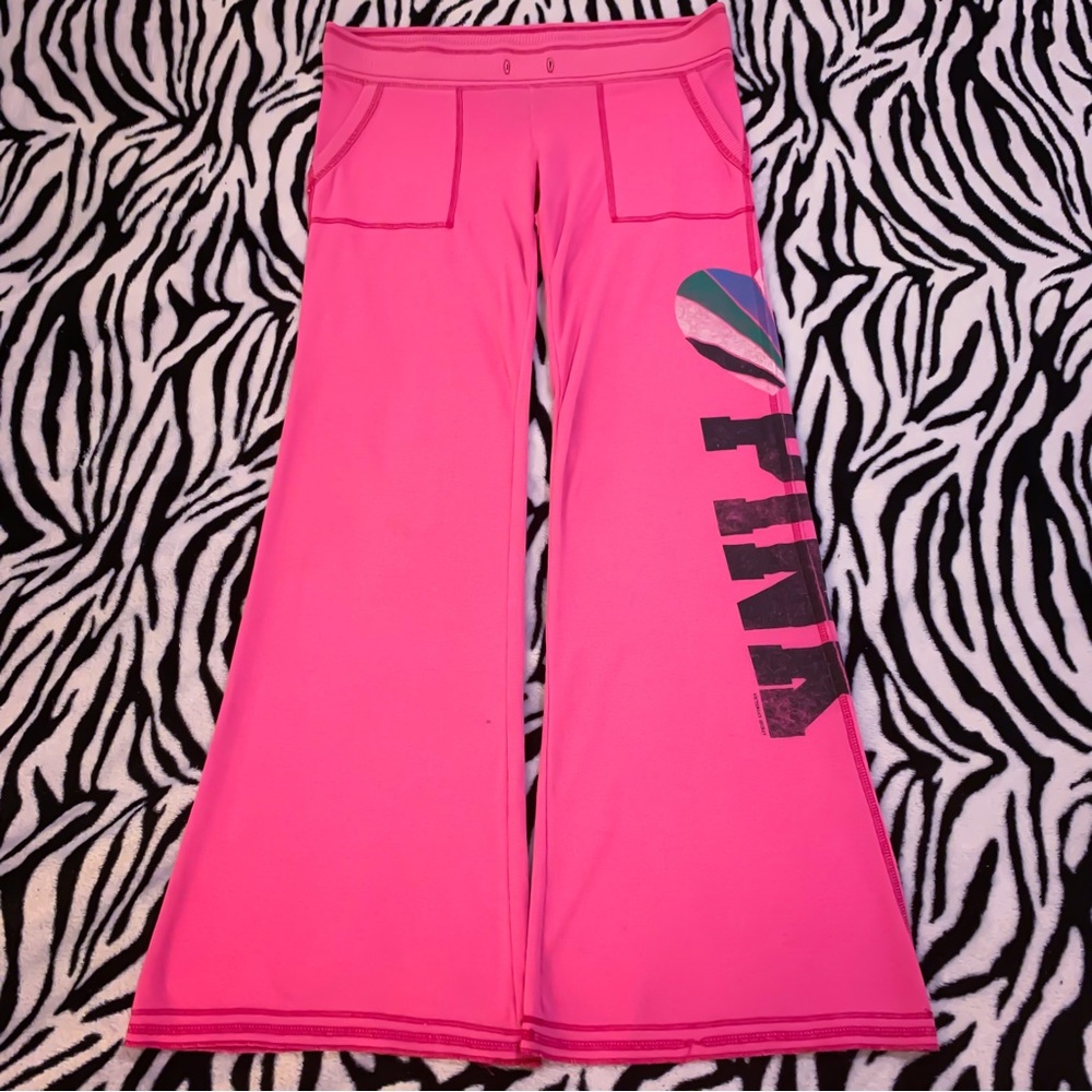 💗Victoria’s Secret VS PINK Vintage Y2K Sweatpants Red Flare Low Rise Waist XS💗